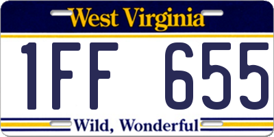 WV license plate 1FF655