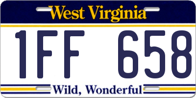WV license plate 1FF658