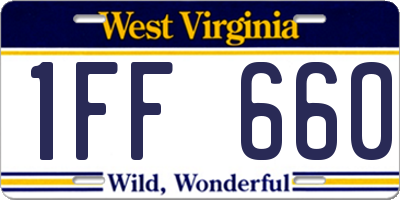 WV license plate 1FF660