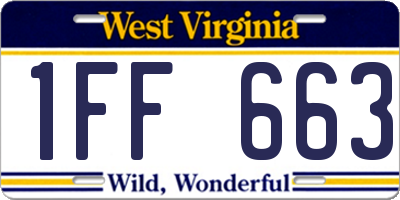 WV license plate 1FF663