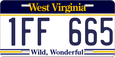 WV license plate 1FF665