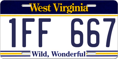 WV license plate 1FF667