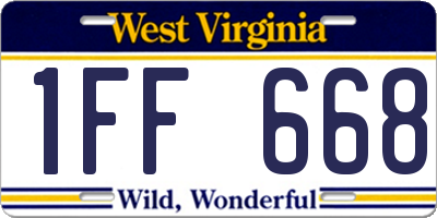 WV license plate 1FF668
