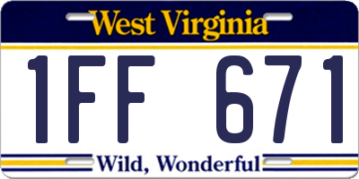 WV license plate 1FF671