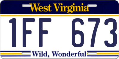 WV license plate 1FF673