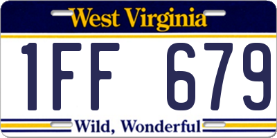 WV license plate 1FF679