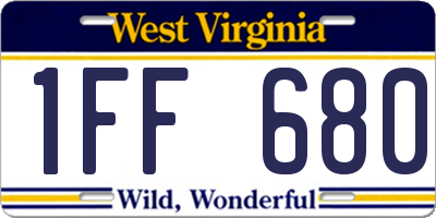 WV license plate 1FF680