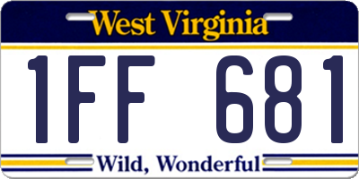 WV license plate 1FF681