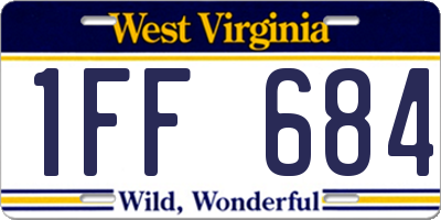 WV license plate 1FF684