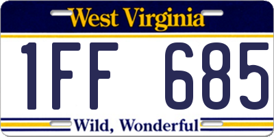 WV license plate 1FF685