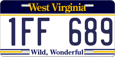 WV license plate 1FF689