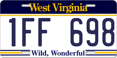 WV license plate 1FF698
