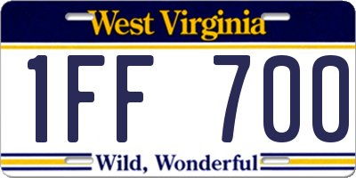 WV license plate 1FF700