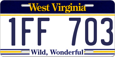 WV license plate 1FF703