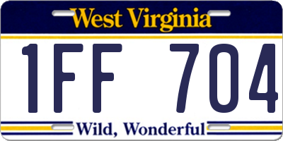 WV license plate 1FF704