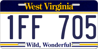 WV license plate 1FF705