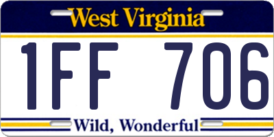 WV license plate 1FF706