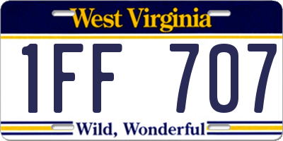 WV license plate 1FF707