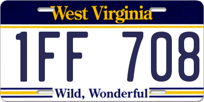 WV license plate 1FF708
