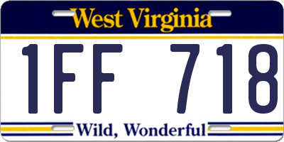 WV license plate 1FF718