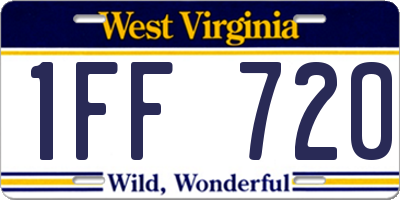 WV license plate 1FF720