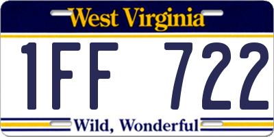 WV license plate 1FF722