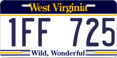 WV license plate 1FF725