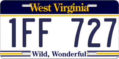 WV license plate 1FF727
