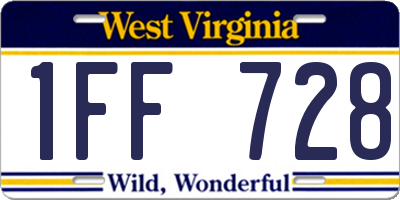 WV license plate 1FF728