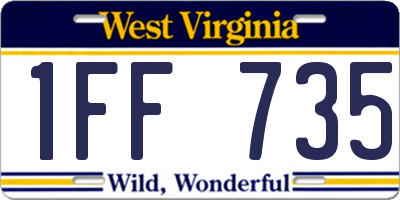 WV license plate 1FF735