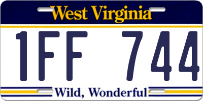 WV license plate 1FF744