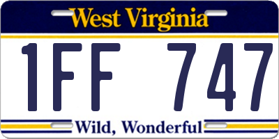 WV license plate 1FF747