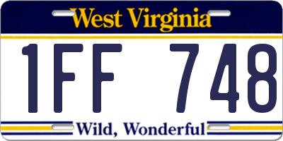 WV license plate 1FF748