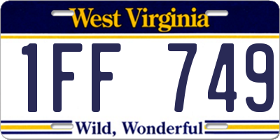 WV license plate 1FF749