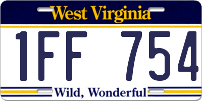 WV license plate 1FF754
