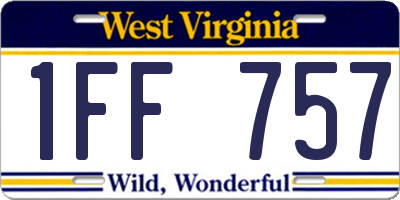 WV license plate 1FF757