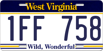 WV license plate 1FF758