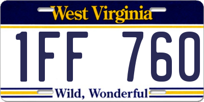 WV license plate 1FF760