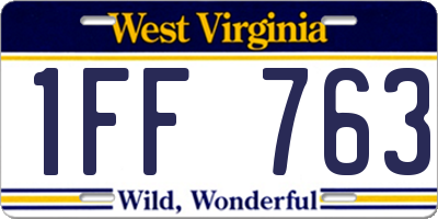 WV license plate 1FF763