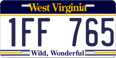 WV license plate 1FF765