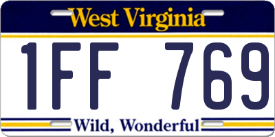 WV license plate 1FF769