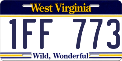 WV license plate 1FF773