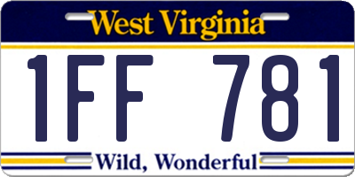 WV license plate 1FF781