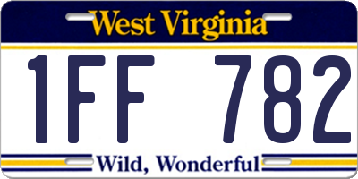 WV license plate 1FF782