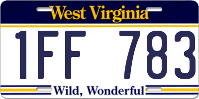 WV license plate 1FF783