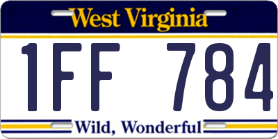 WV license plate 1FF784