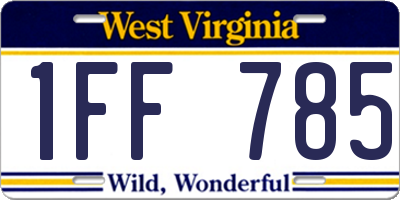 WV license plate 1FF785