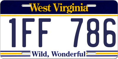 WV license plate 1FF786