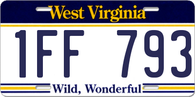 WV license plate 1FF793
