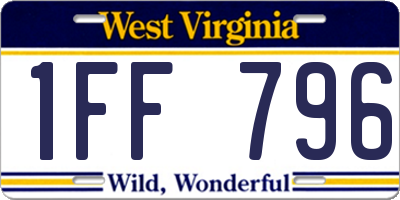 WV license plate 1FF796
